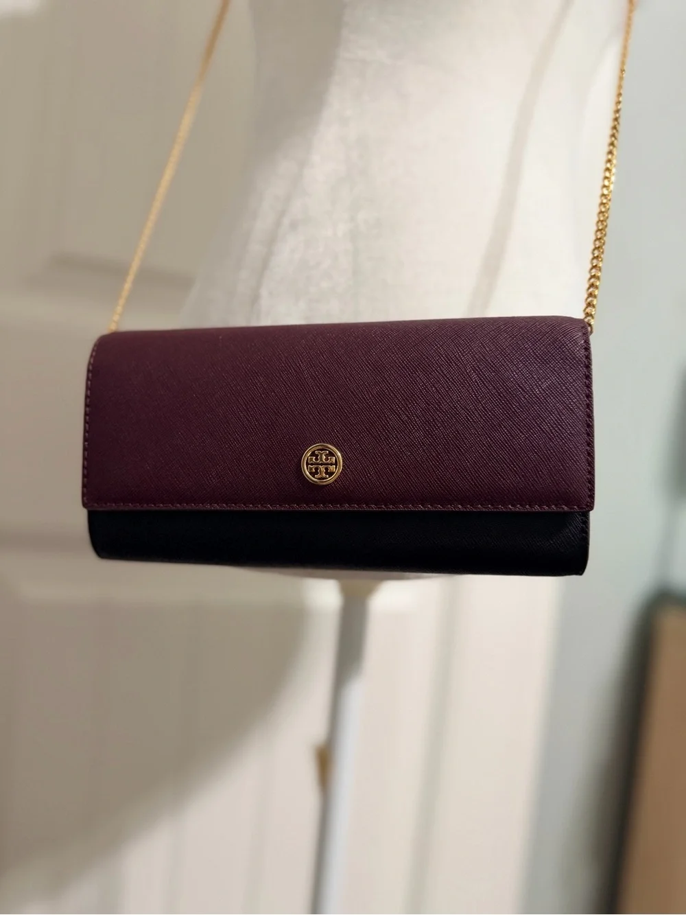 Tory Burch Emerson Color Block Wallet on Chain